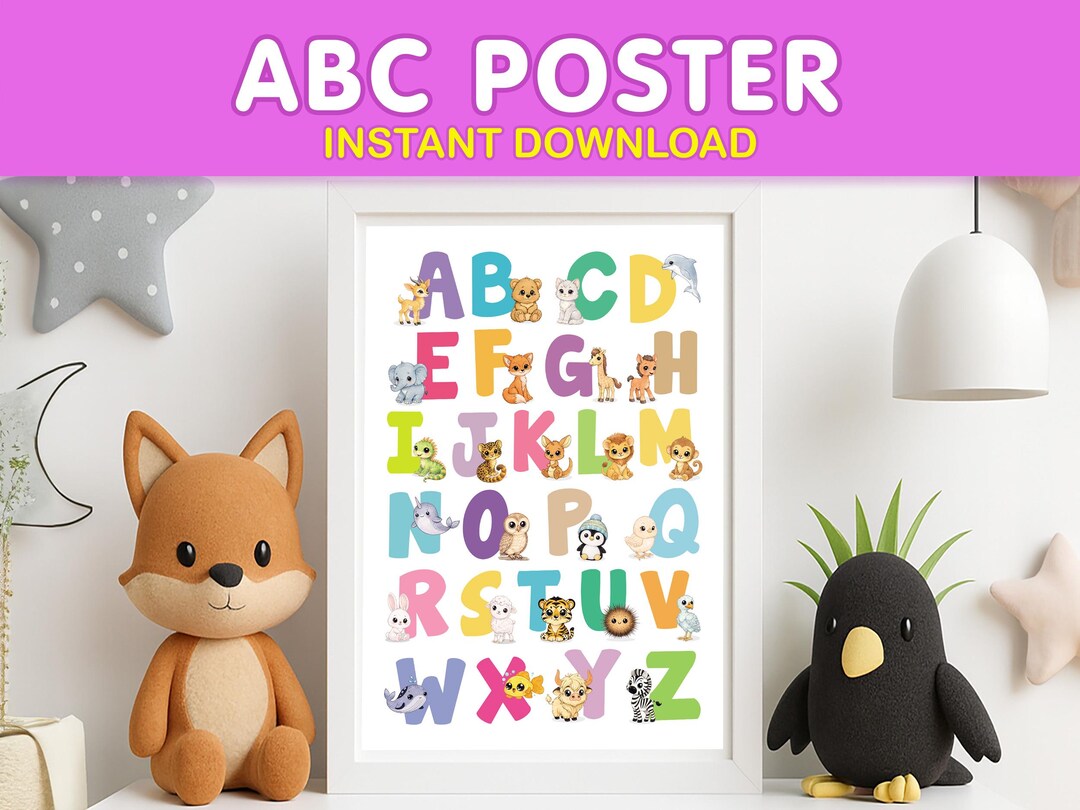 Alphabet Poster | Babyroom Decor | ABC Nursery Wall Art Kids (digital ...