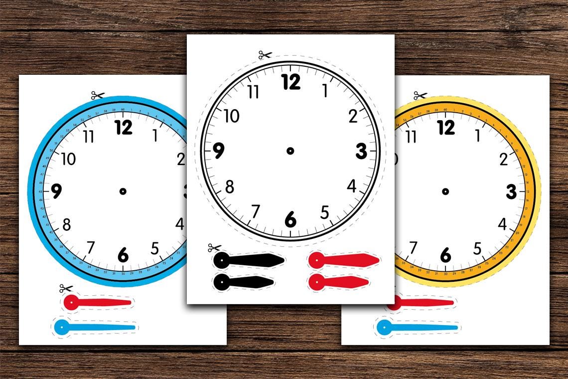 Telling Time Worksheets | Clock Activities, Cut & Build Clocks (PDF) - Etsy