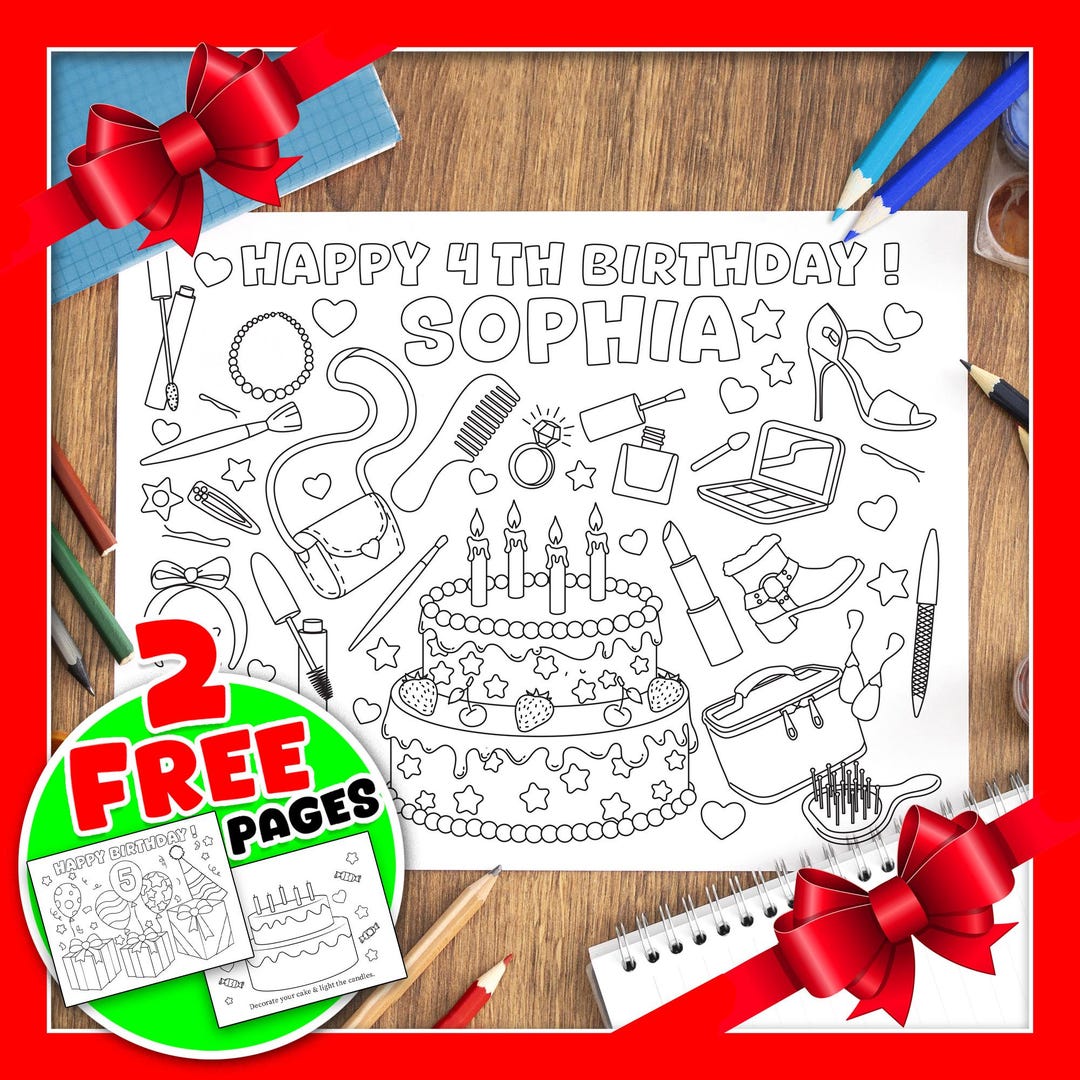 Personalized Birthday Coloring Page. Birthday Gift for Your Daughter ...