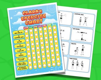 Aangepaste trainingstabel voor kinderen. Digitale wekelijkse fitnessplanner. Pdf direct downloaden