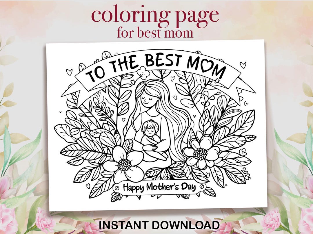 Mother's Day Coloring Page | Instant Download PDF Best Gift for Mom ...