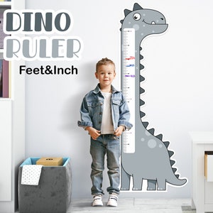 Kids height ruler, dinosaur themed Height chart, Nursery growth chart, Height Ruler for kid, family growth chart. Measurement ruler.