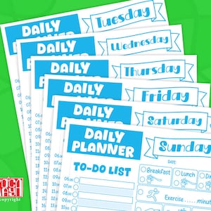 Planejador infantil, Organizador diário infantil, Planejador diário para crianças para impressão, Agenda diária infantil, Agenda diária infantil. Lista de tarefas.