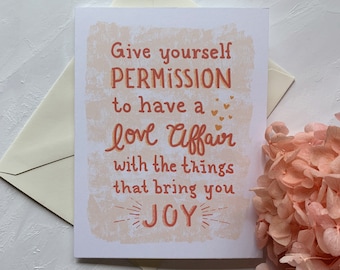 Permission for Joy - Handlettered Greeting Card