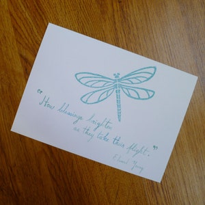 Dragonfly Blessings - Edward Young Quote - Single 5x7 Notecard