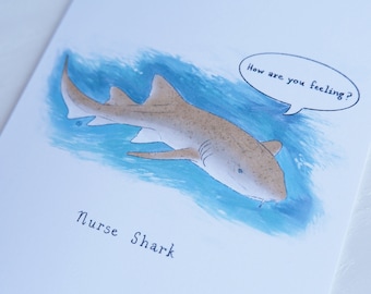 Nurse Shark Get Well Soon - Punny Greeting Card