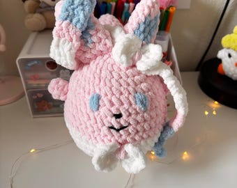 Crochet sylveon plushie, amigurumi plush