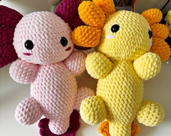 Crochet Jumbo Axolotl plushie, Amigurumi axolotl plush
