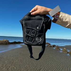 Sac banane ceinture | Sac banane unisexe | Sac à bandoulière naturel, biologique et respectueux de l'environnement | Petit sac à bandoulière bohème hippie | Sac d'argent extérieur.