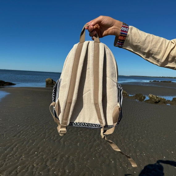 Handwoven Backpack Multi Pocket Boho Laptop Bag for Work Hippie