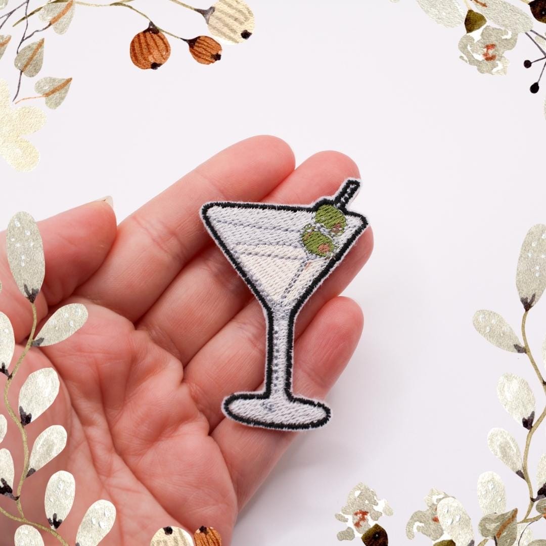 Cocktail con bocca bere estate - Toppe termoadesive Patch Toppa ricamate, misura: 7,2 x 6,4 cm