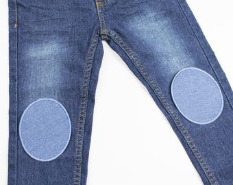 Iron-On Denim Knee Patches: Stylish Jean Repair (2pcs)