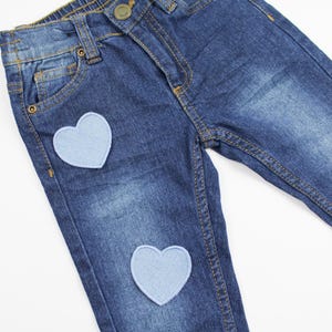 Iron-On Heart Knee Patches: Colorful Fabric Repair (2pcs)