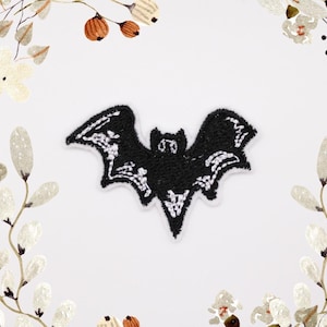 Gestickte Fledermaus Aufnäher: Halloween Kostüm Applikation (5,1*3,2 cm)