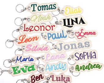 Custom Embroidered Name Keychain: Personalized Fabric Tag, Backpack Charm