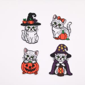 Halloween Strykmärken för katt: Broderade trollkarls-, häx-, pumpa- och rosettdesigner