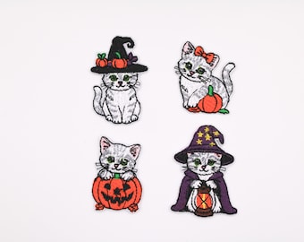 Halloween Strykmärken för katt: Broderade trollkarls-, häx-, pumpa- och rosettdesigner