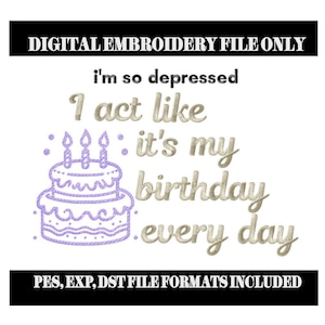 It's My Birthday Embridery PES File, Swiftie PES File, TTPD Embroidery File, Taylor, Brother Embroidery File, Swift, Embroidery Machine