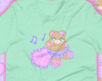 Ballerina Bear Short-Sleeve Unisex T-Shirt, kawaii graphic tee, valentine's day outfit, fairy kei ballet gift