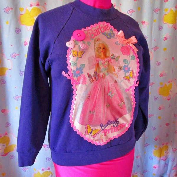 Barbie sweater purple fairy kei 90s clothing 80s pastel sweatshirt  size M medium