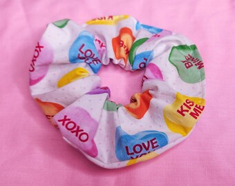 Rainbow conversation hearts lovecore valentine scrunchie