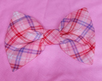 Pink plaid lovecore Valentine's Day hair bow