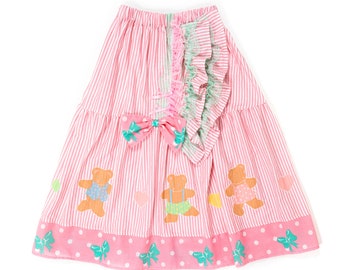 Teddy bears and stripes ruffle maxi skirt - Lovely Dreamhouse sample - size small/medium