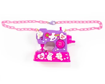 Hot pink/purple sewing machine necklace - Lovely Dreamhouse - Made to order