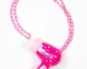 Pink blowdryer necklace - Lovely Dreamhouse - Made to order