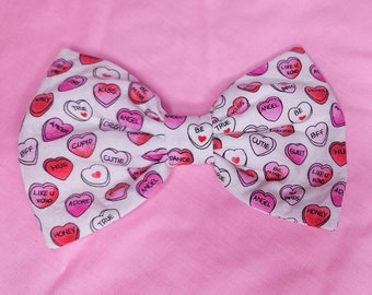 Red/pink Conversation hearts lovecore Valentine's Day hair bow