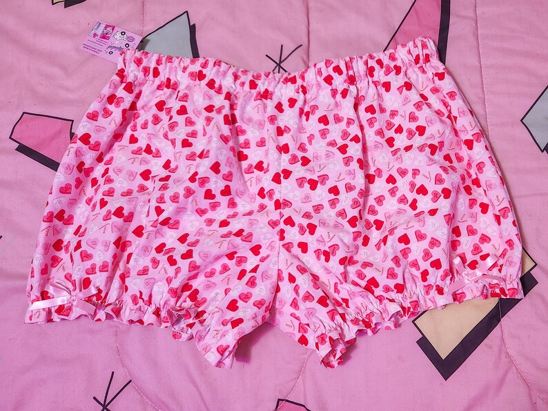 Pink Conversation Hearts lovecore Valentine fairy kei bloomers, size XL image 2