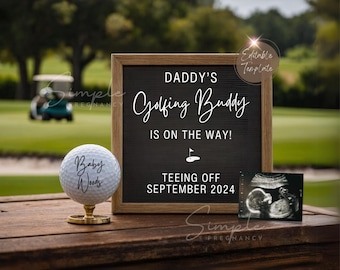 Simple Golf Baby Reveal, Golfing Buddy Pregnancy Announcement, It&#39;s a Boy, Daddy&#39;s Future Caddie, EDITABLE Digital Sports Pregnancy Reveal