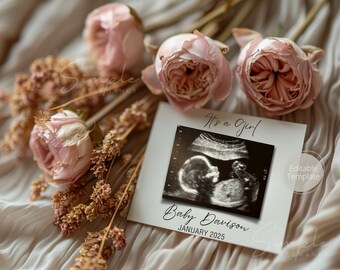 It's a Girl Pregnancy Announcement, Minimalist Social Media Reveal (Digital Download)