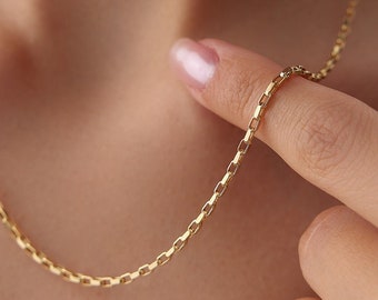 14K Gold Cubic Rolo Chain Necklace: Elegant Women&#39;s Jewelry