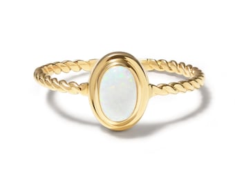 14K Solid Gold Opal Turquoise Ring: Bohemian Elegant Jewelry