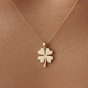 14k Gold Four Leaf Clover Necklace: Lucky Charm Pendant