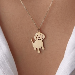 14K Solid Gold Dog Necklace: Puppy Silhouette Pendant, Pet Lover Gift