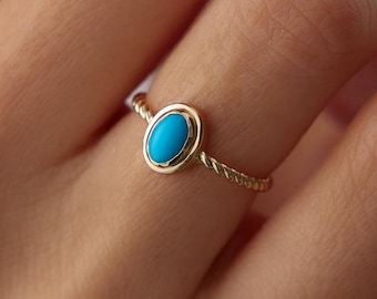 14K Gold Turquoise Ring: Elegant Bohemian Jewelry