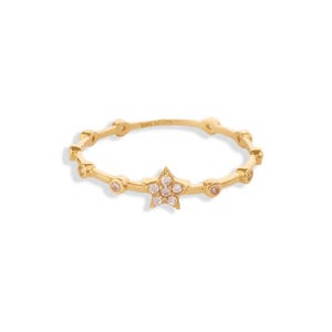 Star Dainty Gold Ring 14k Gold Celestial Stacking Ring Minimalist Star Band Thin Gold Ring Gift for Her Everyday Jewelry