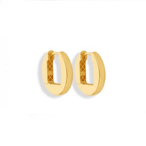 14k Solid Gold Huggie Earrings: Minimalist Chunky Hoops