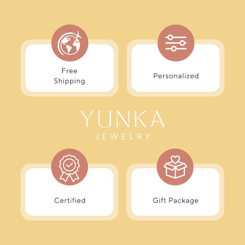 Yunka Jewelry free shipping, customizable, certified, gift packaging visual
