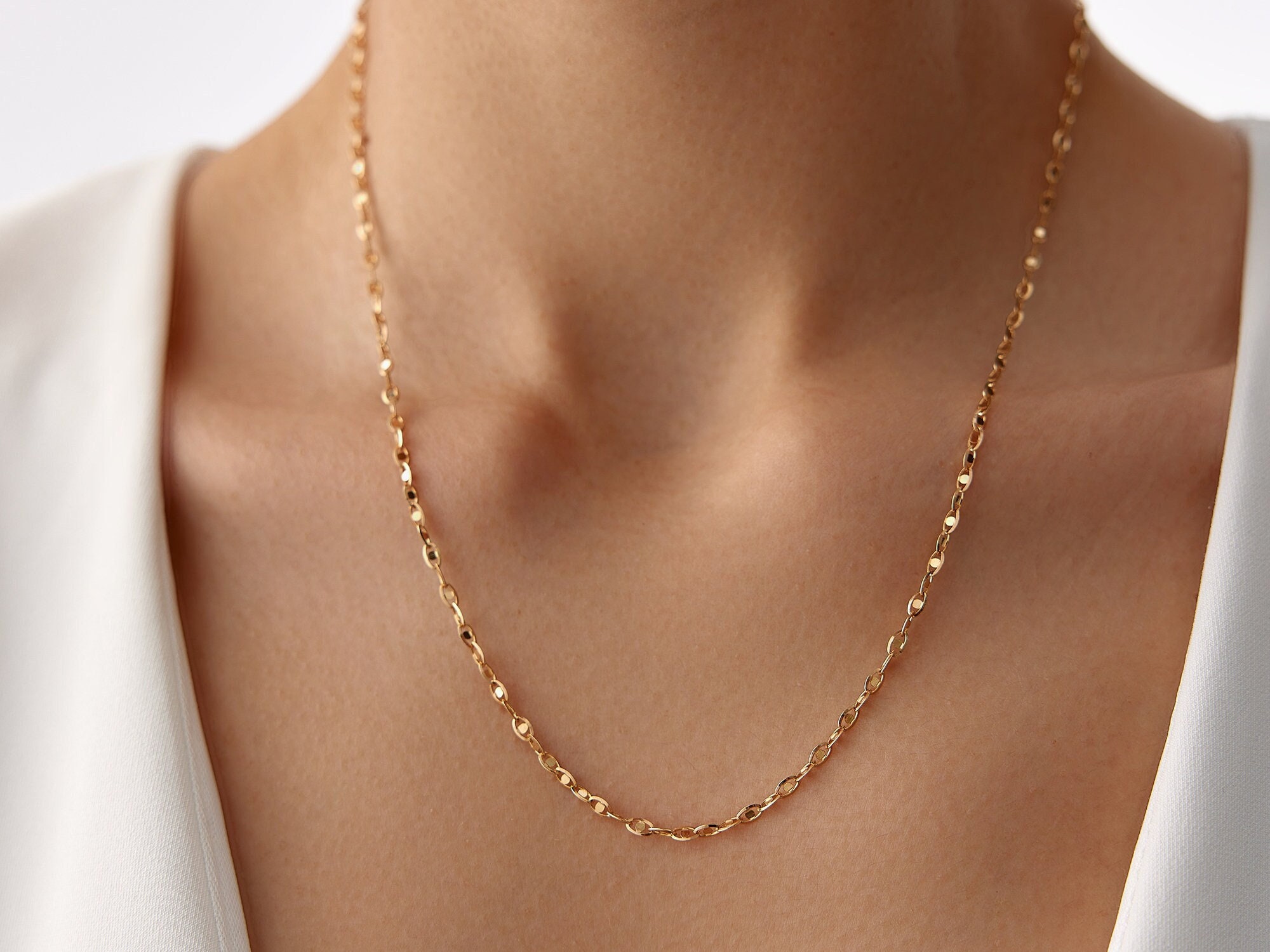 14K Gold Mirrored Chain Necklace - Yunka Jewelry