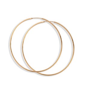 Large Thin Gold Hoop Earrings 14k Lightweight Statement Hoops Classic 2.5 Inch Solid Gold Everyday Jewelry Gift for Women