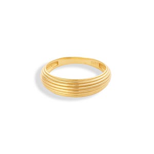 Layered Band Goldring Multi Line Textured Stack Look 14k Massivgold Moderner Minimalistischer Ring für Frauen