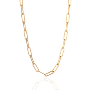 Minimal Gold Paperclip Chain Necklace 14k Solid Dainty Link Chain Everyday Gold Jewelry Lightweight Gift for Women