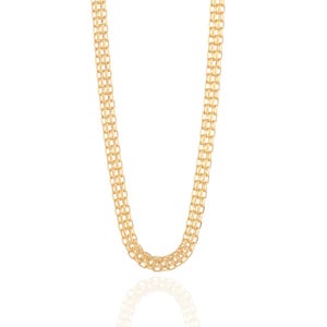 Gold Woven Chain Necklace 14k Solid Multi Strand Layered Look Textured Gold Chain Elegant Statement Jewelry for Women