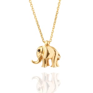 14k Solid Gold Elephant Pendant Necklace: Lucky Charm Jewelry Gift