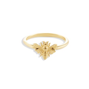 Bee Ring Solid Gold Nature Inspired Jewelry Minimalist Gold Ring for Her Cute Animal Ring Gift Idea