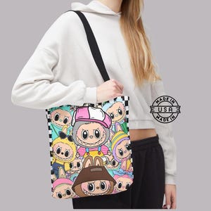 Labubu Tote Bag, Cute Tote Bag, Back to School, Gifts, Eco-Friendly Design, Reusable Canvas Bag, USA Product