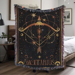 Astrological Woven Blanket, Zodiac Signs Home Decor, Astrology Gift, Cozy Throw for Aries Season, Celestial Tapestry, Horoscope Blanket